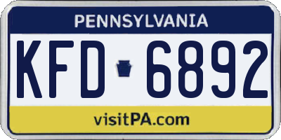 PA license plate KFD6892