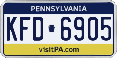 PA license plate KFD6905