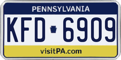 PA license plate KFD6909