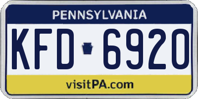 PA license plate KFD6920