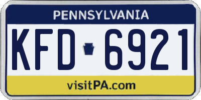 PA license plate KFD6921