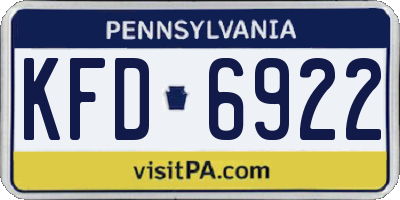 PA license plate KFD6922