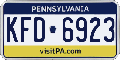 PA license plate KFD6923