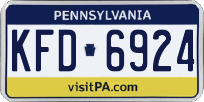 PA license plate KFD6924