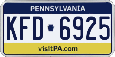 PA license plate KFD6925