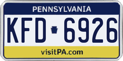 PA license plate KFD6926