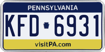 PA license plate KFD6931
