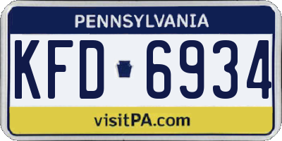 PA license plate KFD6934
