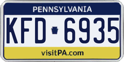 PA license plate KFD6935