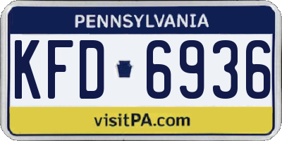 PA license plate KFD6936