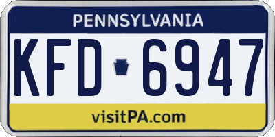 PA license plate KFD6947