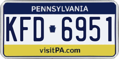 PA license plate KFD6951