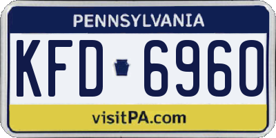 PA license plate KFD6960