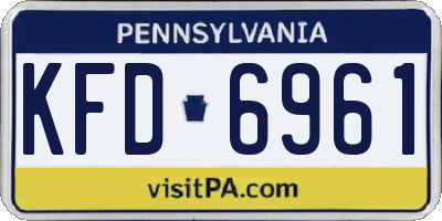 PA license plate KFD6961