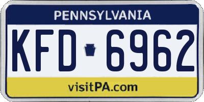 PA license plate KFD6962