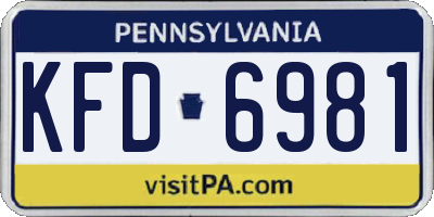 PA license plate KFD6981