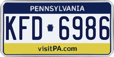 PA license plate KFD6986