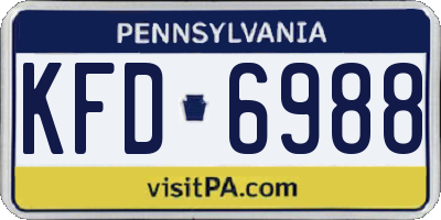 PA license plate KFD6988