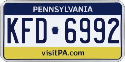 PA license plate KFD6992