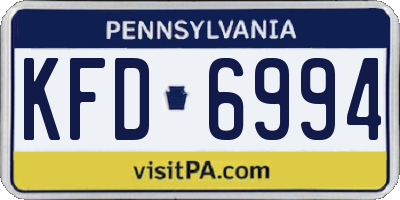PA license plate KFD6994