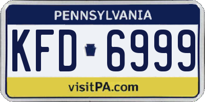 PA license plate KFD6999