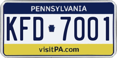 PA license plate KFD7001