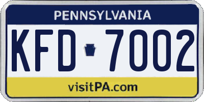 PA license plate KFD7002