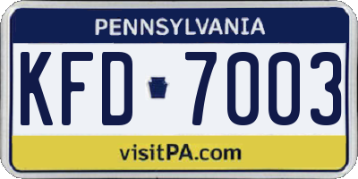 PA license plate KFD7003