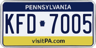 PA license plate KFD7005