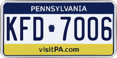 PA license plate KFD7006