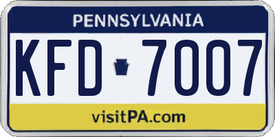 PA license plate KFD7007