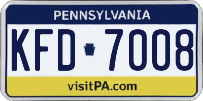 PA license plate KFD7008