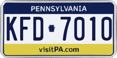 PA license plate KFD7010
