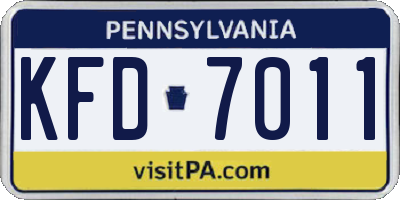 PA license plate KFD7011