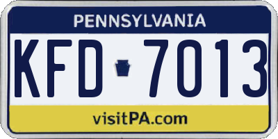 PA license plate KFD7013