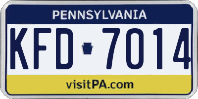 PA license plate KFD7014