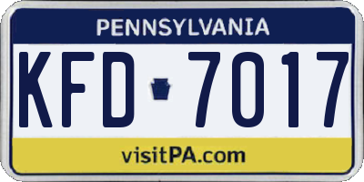 PA license plate KFD7017