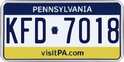 PA license plate KFD7018