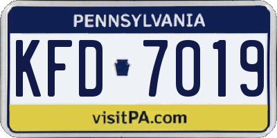 PA license plate KFD7019
