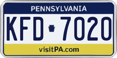 PA license plate KFD7020