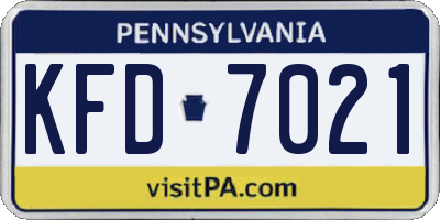 PA license plate KFD7021