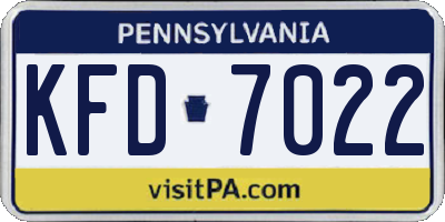 PA license plate KFD7022