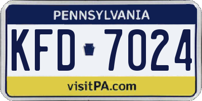 PA license plate KFD7024