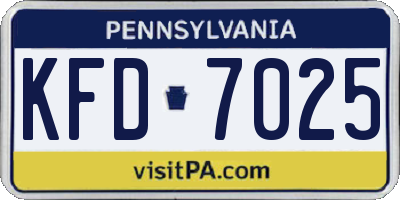 PA license plate KFD7025