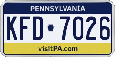 PA license plate KFD7026