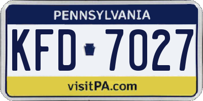 PA license plate KFD7027