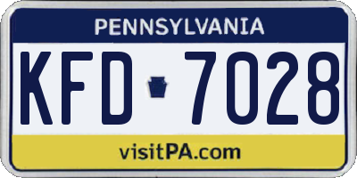 PA license plate KFD7028