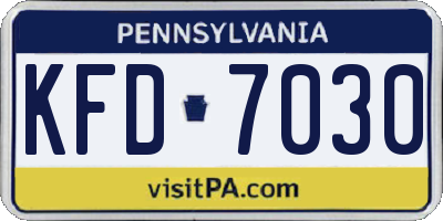 PA license plate KFD7030
