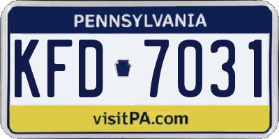 PA license plate KFD7031