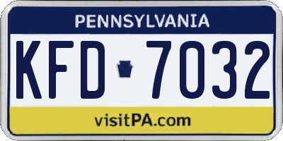 PA license plate KFD7032